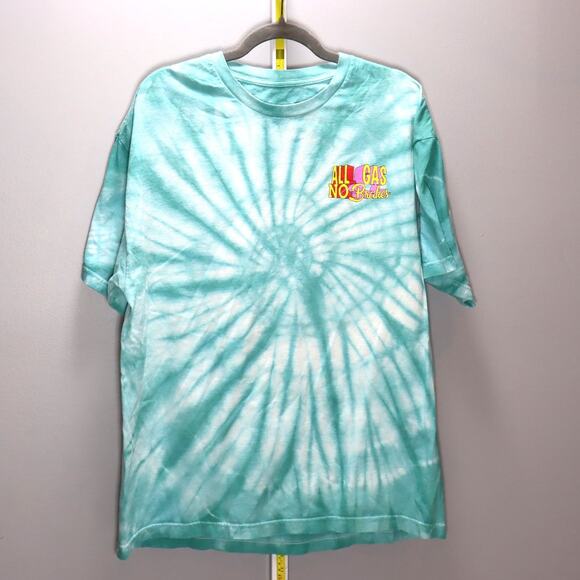 All Gas No Brakes Tie Dye Graphic Tee Turquoise Size L - Picture 1 of 4